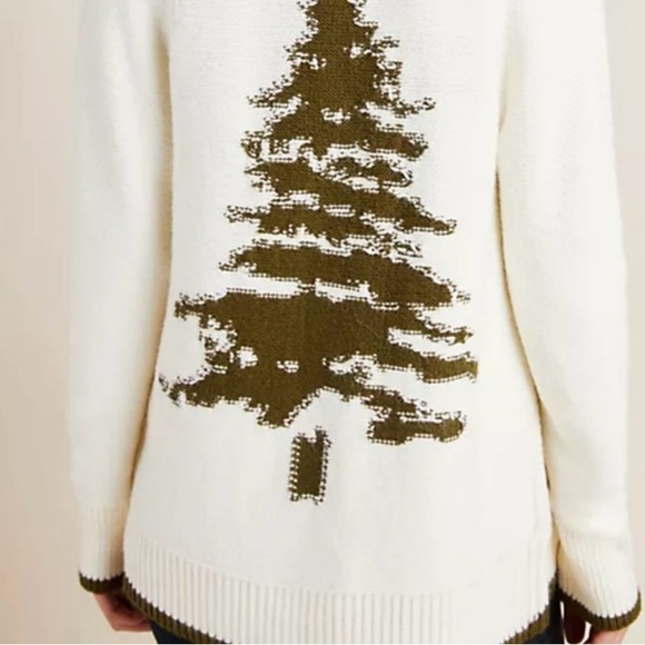 ANTHRO 🌲 Evergreen Tree Cardigan Knit Sweater Anthropologie - Picture 2 of 4